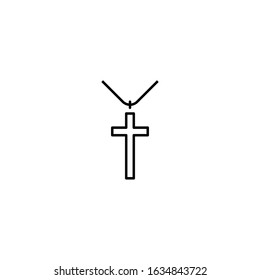 Jewelry Vector Flat Line Icons. Cross icon on white