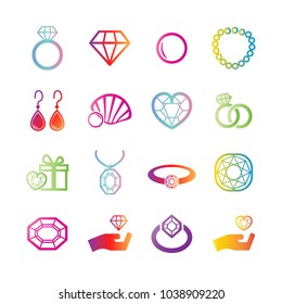 jewelry vector gradient icons, trendy design elements