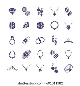 Jewelry Vector Silhouette Icons Set Earrings Stock Vector (Royalty Free ...