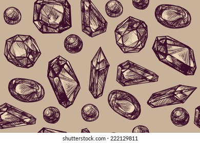 jewelry, vector sketch, pattern seamless
