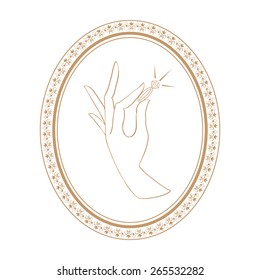 jewelry vintage label with ring in hand