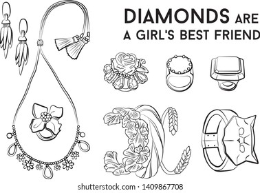 jewelry woman set Fashion vector illustration vector  object isolated ring earrings necklace bracelet