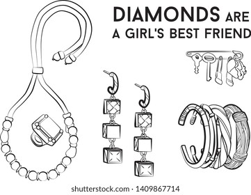 jewelry woman set Fashion vector illustration vector  object isolated ring earrings necklace bracelet