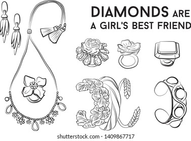 jewelry woman set Fashion vector illustration vector  object isolated ring earrings necklace bracelet