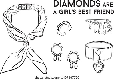 jewelry woman set Fashion vector illustration vector  object isolated ring earrings necklace bracelet