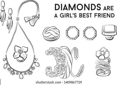 jewelry woman set Fashion vector illustration vector  object isolated ring earrings necklace bracelet