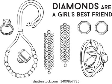 jewelry woman set Fashion vector illustration vector  object isolated ring earrings necklace bracelet