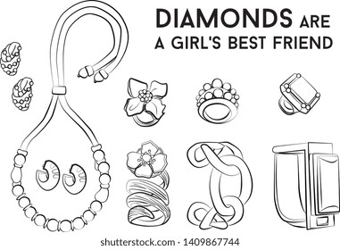 jewelry woman set Fashion vector illustration vector  object isolated ring earrings necklace bracelet