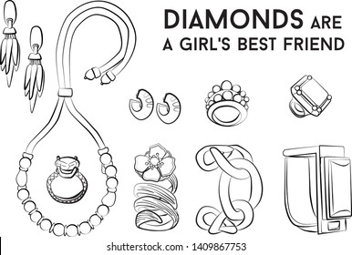 jewelry woman set Fashion vector illustration vector  object isolated ring earrings necklace bracelet