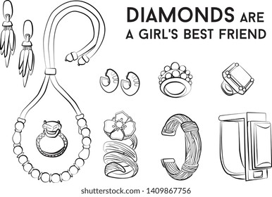 jewelry woman set Fashion vector illustration vector  object isolated ring earrings necklace bracelet