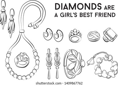 jewelry woman set Fashion vector illustration vector  object isolated ring earrings necklace bracelet