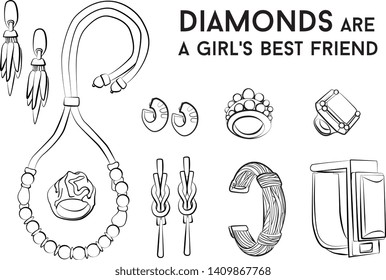 jewelry woman set Fashion vector illustration vector  object isolated ring earrings necklace bracelet