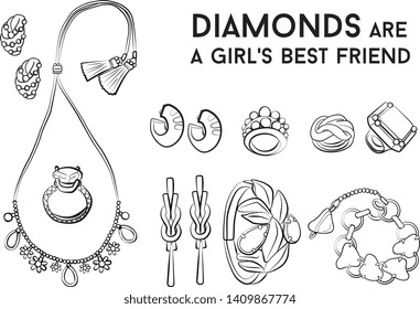 jewelry woman set Fashion vector illustration vector  object isolated ring earrings necklace bracelet