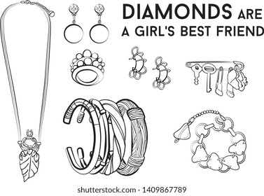 jewelry woman set Fashion vector illustration vector  object isolated ring earrings necklace bracelet