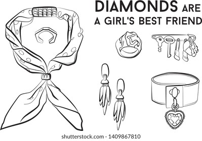 jewelry woman set Fashion vector illustration vector  object isolated ring earrings necklace bracelet