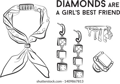 jewelry woman set Fashion vector illustration vector  object isolated ring earrings necklace bracelet