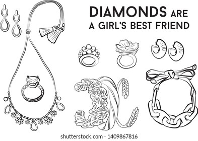 jewelry woman set Fashion vector illustration vector  object isolated ring earrings necklace bracelet