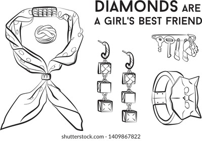 jewelry woman set Fashion vector illustration vector  object isolated ring earrings necklace bracelet