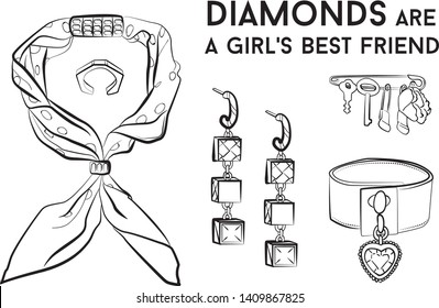 jewelry woman set Fashion vector illustration vector  object isolated ring earrings necklace bracelet