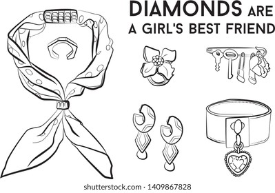 jewelry woman set Fashion vector illustration vector  object isolated ring earrings necklace bracelet