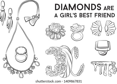 jewelry woman set Fashion vector illustration vector  object isolated ring earrings necklace bracelet