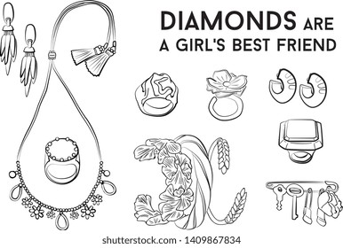 jewelry woman set Fashion vector illustration vector  object isolated ring earrings necklace bracelet