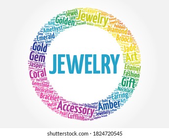 Jewelry word cloud, business concept background