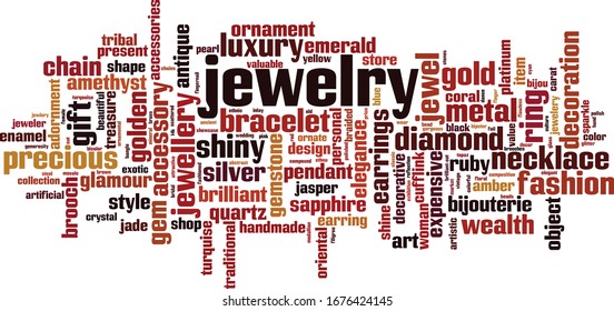 Jewelry word cloud concept. Collage made of words about jewelry. Vector illustration 