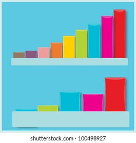 Jewels Bar Graphs abstract on Blue Background Vector