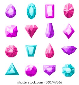 Jewels icons set in different colors and shape flat isolated vector illustration 