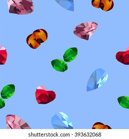 Jewels on the blue background
