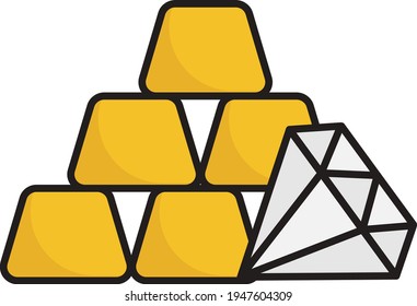 Jewels and Shiny Gold Bars Vector Color Icon Design, Arab culture and traditions Symbol, Islamic and Muslim fasting Sign, Arabs Wealth Concept, Ramadan and Eid al Fitr stock illustration,