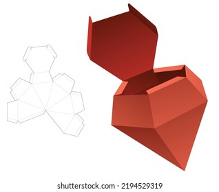 Jewely shaped box die cut template and 3D mockup