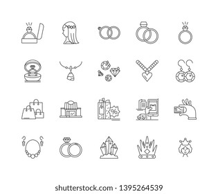 Jewerly business line icons, signs, vector set, outline illustration concept 