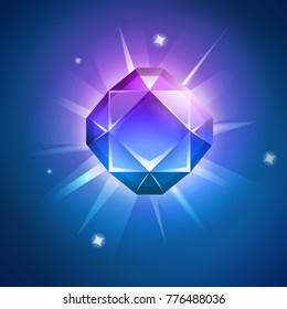 Jewerly Cartoon Stone, Gem For Game. Vector Illustration.