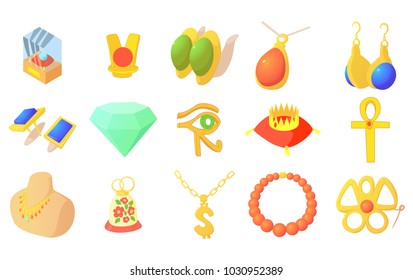 Jewerly icon set. Cartoon set of jewerly vector icons for web design isolated on white background