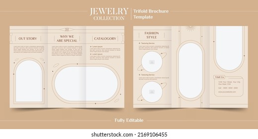 Plantilla de folleto de JewerlyTrifold, tríplio elegante para joyerías, tríplio de lujo para joyerías