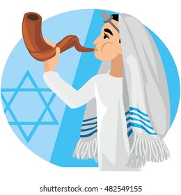 jew,hassid,rabbi,with Payot and Shofar