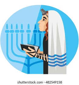 jew,hassid,rabbi,with Payot and tefillin