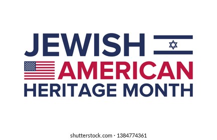 Jewish American Heritage Month. Celebrated in May. Annual recognition of Jewish American achievements in and contributions to the United States of America. Poster, card, banner and background. Vector