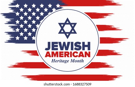 Jewish American Heritage Month. Celebrated annual in May. Jewish American contribution to the history United States. Star of David. Israel symbol. Poster, card, banner and background. Vector