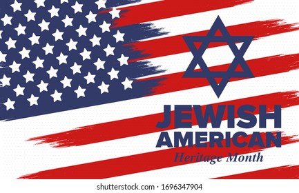 Jewish American Heritage Month. Celebrated annual in May. Jewish American contribution to the history United States. Star of David. Israel symbol. Poster, card, banner and background. Vector