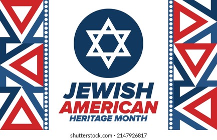 Jewish American Heritage Month. Celebrated annual in May. Jewish American contribution to the history United States. Star of David. Israel symbol. Poster, card, banner and background. Vector