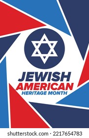 Jewish American Heritage Month. Celebrated annual in May. Jewish American contribution to the history United States. Star of David. Israel symbol. Poster, card, banner and background. Vector