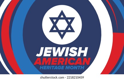 Jewish American Heritage Month. Celebrated annual in May. Jewish American contribution to the history United States. Star of David. Israel symbol. Poster, card, banner and background. Vector