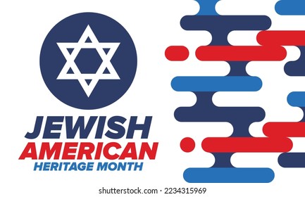 Jewish American Heritage Month. Celebrated annual in May. Jewish American contribution to the history United States. Star of David. Israel symbol. Poster, card, banner and background. Vector