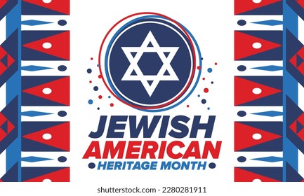 Jewish American Heritage Month. Celebrated annual in May. Jewish American contribution to the history United States. Star of David. Israel symbol. Poster, card, banner and background. Vector