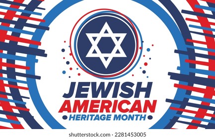 Jewish American Heritage Month. Celebrated annual in May. Jewish American contribution to the history United States. Star of David. Israel symbol. Poster, card, banner and background. Vector