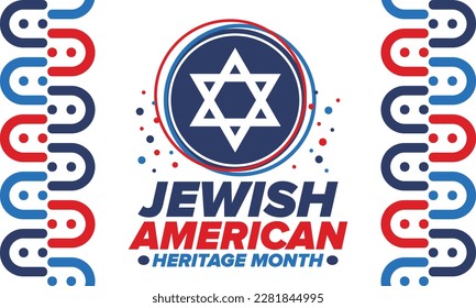 Jewish American Heritage Month. Celebrated annual in May. Jewish American contribution to the history United States. Star of David. Israel symbol. Poster, card, banner and background. Vector