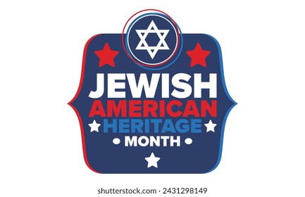Jewish American Heritage Month. Celebrated annual in May. Jewish American contribution to the history United States. Star of David. Israel symbol. Poster, card, banner and background. Vector
